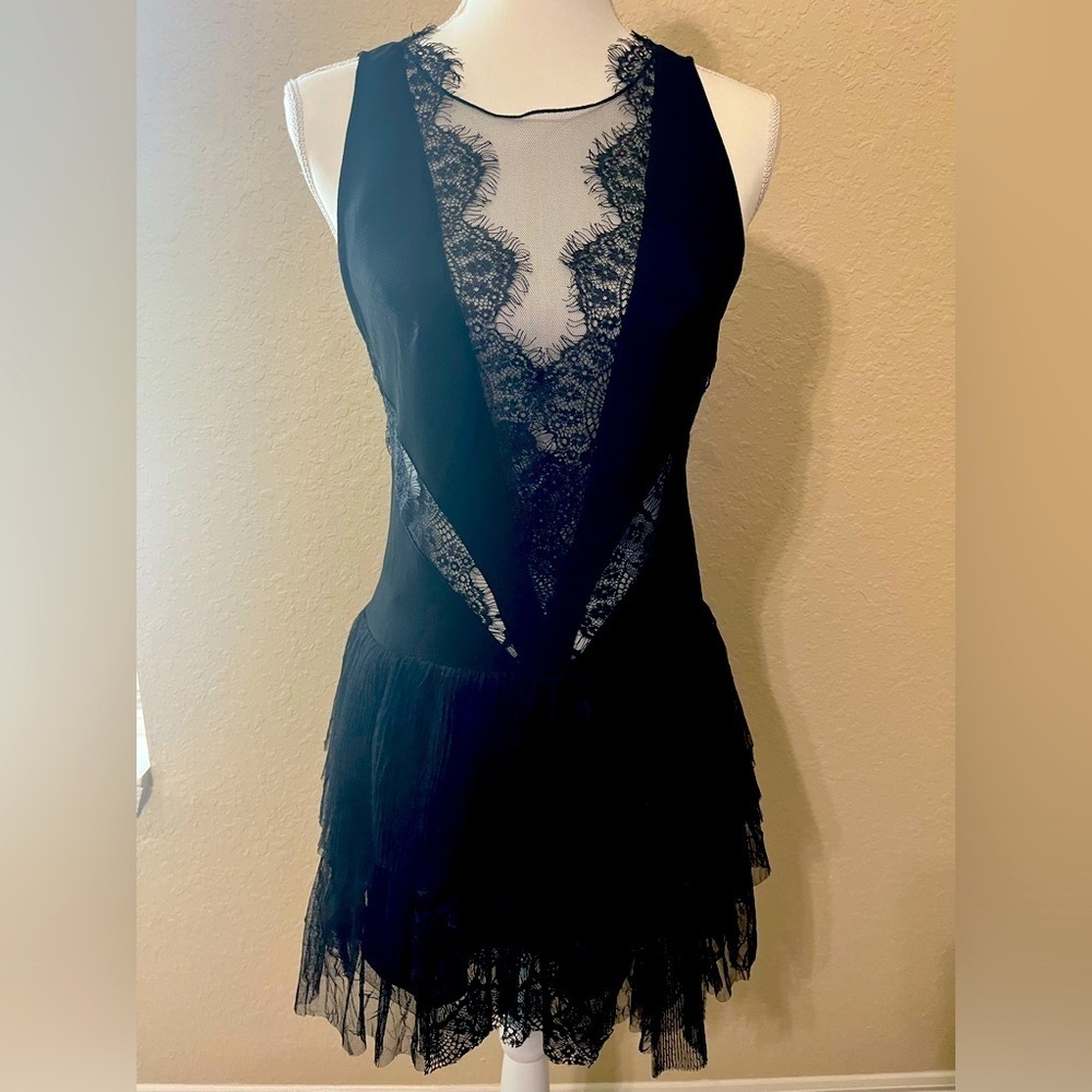 $250 dress Free People Black Label Black ‘Dove’ Ruffle Dress, NWT